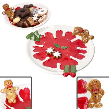 2tlg Set WEIHNACHTSSTERN 1x Gebäckschale & 1x Gebäckteller aus Steingut - 1x 23000137 & 1x 23000161