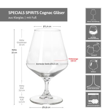6er Set SPECIALS SPIRITS Cognac-Gläser - 260694