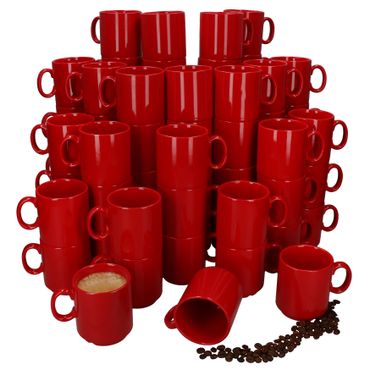 72er Set EVENT stapelbare Kaffeebecher ROT Porzellan 250 ml