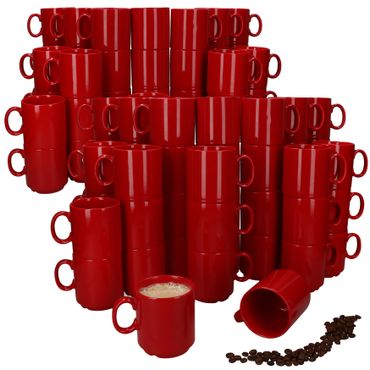 96er Set EVENT stapelbare Kaffeebecher ROT Porzellan 250 ml
