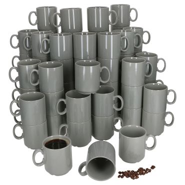 72er Set EVENT stapelbare Kaffeebecher GRAU Porzellan 250 ml
