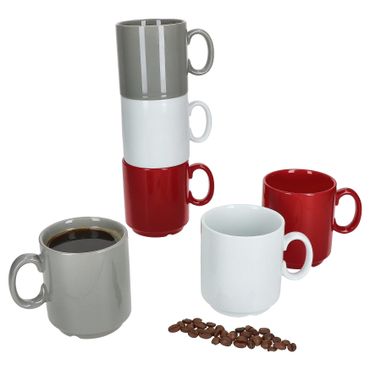 6er Set EVENT stapelbare Kaffeebecher TRIO Porzellan 250 ml