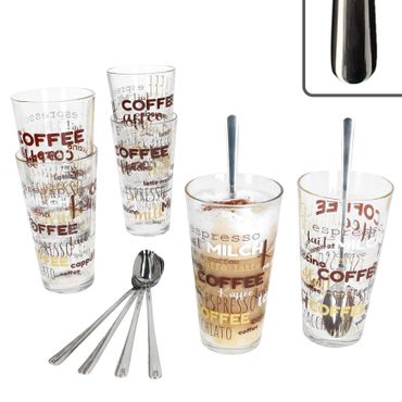 12tlg Latte Macchiato Set - 6x CANDY Gläser + 6x STYLE ART Latte Macchiato Löffel - 162831 & 747-310