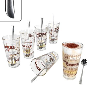 12tlg Latte Macchiato Set - 6x CANDY Gläser + 6x TWIST Latte Macchiato Löffel - 162831 & 747-480