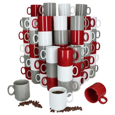 72er Set EVENT stapelbare Kaffeebecher TRIO Porzellan 250 ml