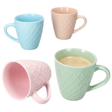 4tlg Becher Set Pastelli in Rosa, Hellblau, Grün & Aprikot – 78894
