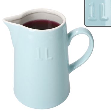 Krug 1 Liter EMILIA Pastellblau aus Steingut – 24320178