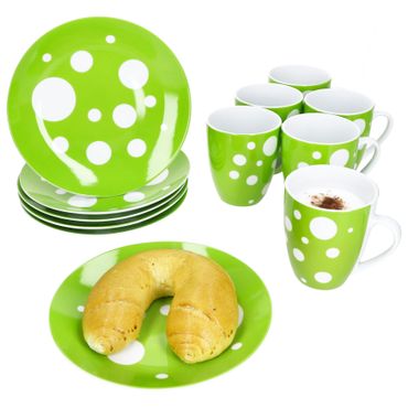 12tlg Frühstücksset PULA GRÜN Porzellan für 6 Personen