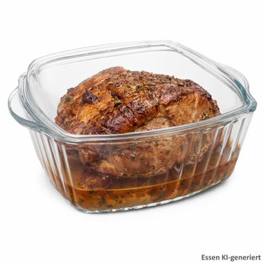 BORCAM Brat- & Backform mit Deckel 1,7L quadratisch aus Glas - 59049