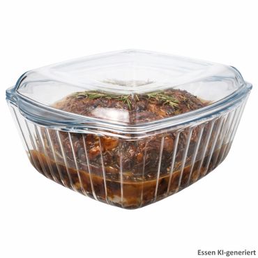 BORCAM Brat- & Backform mit Deckel 1,7L quadratisch aus Glas - 59049