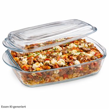 BORCAM Brat- & Backform mit Deckel 1,8L rechteckig aus Glas - 59010