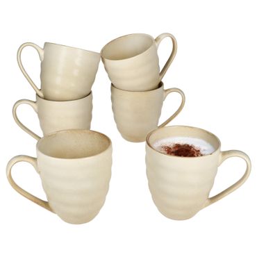 6er Set CLAY Beige Kaffeebecher aus Steingut für 6 Personen - 24321654