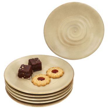 6er Set CLAY Beige Kuchenteller aus Steingut für 6 Personen - 24321670