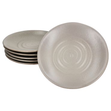 6er Set CLAY Grau Kuchenteller aus Steingut für 6 Personen - 24321638