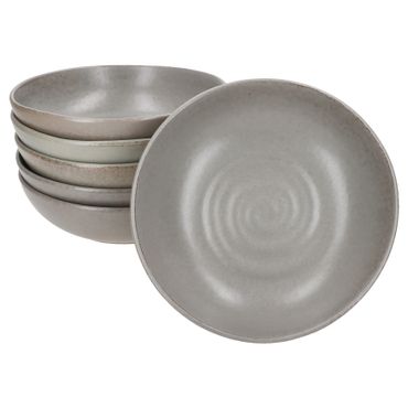 6er Set CLAY Grau Suppenteller aus Steingut für 6 Personen - 24321621