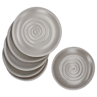 6er Set CLAY Grau Speiseteller aus Steingut für 6 Personen - 24321646