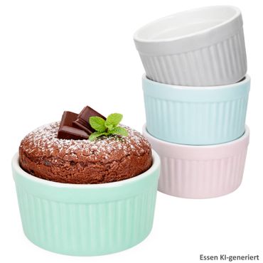 4er Set Soufflé-Förmchen Emilia Schälchen je 1x rosa hellblau mint grau - 24320214