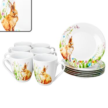 12tlg Frühstücksset OSTERFREUDE Porzellan für 6 Personen - 163453, 163454