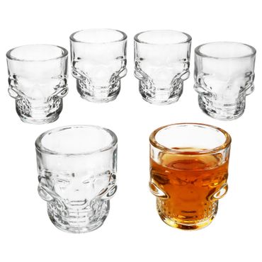 6er Set Totenkopf Schnapsgläser 5cl aus Glas - 27022085