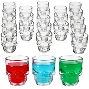 24er Set Totenkopf Schnapsgläser 5cl aus Glas - 27022085