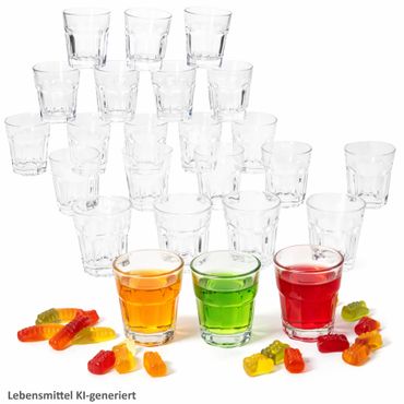 24er Set QUEEN Schnapsgläser stapelbar aus Glas - 27022115