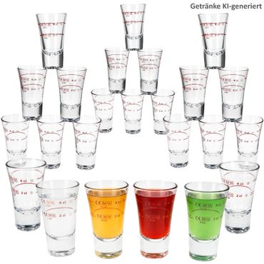 24er Set BOSTON Schnapsgläser 2cl & 4 cl geeicht aus Glas - 52194