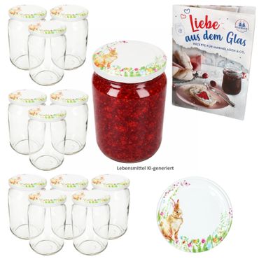 12er Set Sturzglas 720 ml TO 82 Osterfreude Deckel incl. Rezeptheft