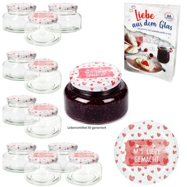 12er Set Joghurtglas Provence 435ml TO 82 Mit Liebe gemacht Deckel incl. Rezeptheft
