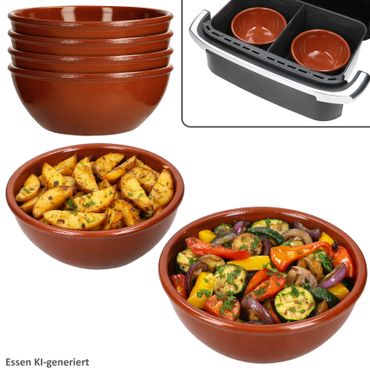 6er Set Tonschale 15cm braun glasiert 650ml - 99538