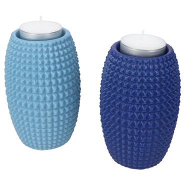 B. Charlston 2tlg Set Teelichthalter Steingut 1x hellblau & 1x dunkelblau – 2049500