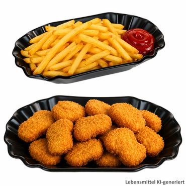 2er Set BLACK FRIES Pommes-Schale oval schwarz matt aus Porzellan 19,5x10,7cm – 24307128