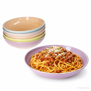 6er Set Spaghettiteller Pastello aus Steingut – 24326245