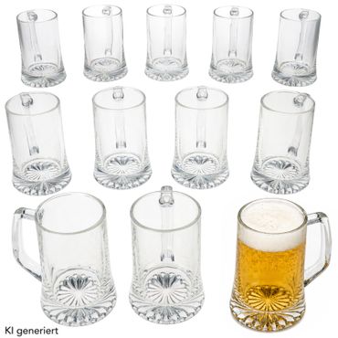 12er Set Akki Bierkrug 0,2L mit Sternboden & Henkel - 1003135
