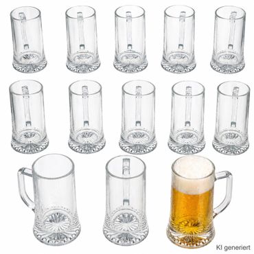 12er Set Akki Bierkrug 0,4L mit Sternboden & Henkel - 1003134