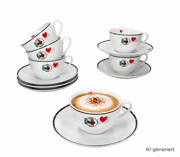 12tlg Set Caffee Amore Cappuccinotasse mit Untertasse - 412857