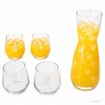 Vital 5-tlg. Karaffen Set mit 1x Karaffe 1L & 4x Gläser 350ml aus Glas  - 838626 / 1006191