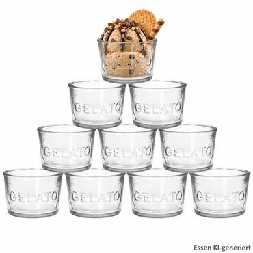 12er Set Gelato Eisbecher Glas 150ml