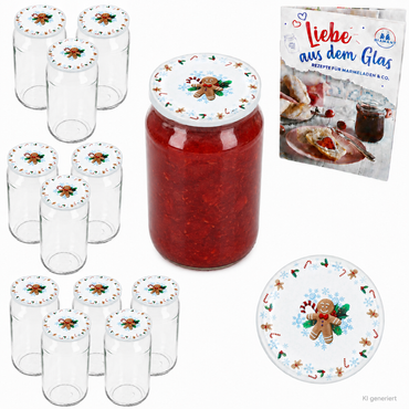 12er Set Rundglas 720 ml To 82 Candyman Deckel incl. Diamant Gelierzauber Rezeptheft
