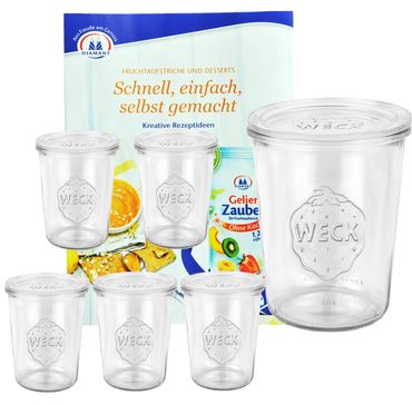 3/4L Sturzgläser mit 6 Glasdeckeln inkl. Gelierzauber Rezeptheft von Diamantzucker_Bild_1
