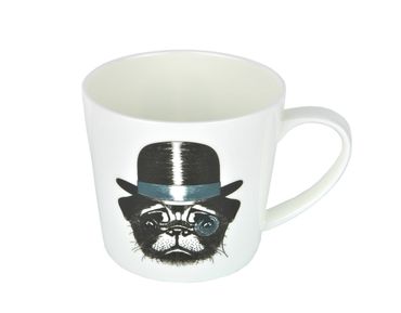 4er Set Becher Diamantporzellan - Hund mit Hut - 4132