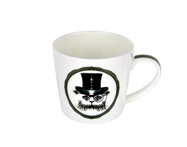 4er Set Becher Diamantporzellan - Katze mit Zylinder - 4142 