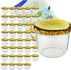 40er-holz.jpg 40er Set Sturzglas 230 ml mit Holzdekor Deckel inkl. Diamant Gelierzauber Rezeptheft_Bild_1