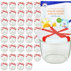 40er-schleife.jpg 40er Set Sturzglas 230 ml mit Schleifendekor Deckel inkl. Diamant Gelierzauber Rezeptheft_Bild_1