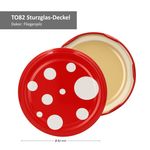 40er Set Sturzglas 230 ml Fliegenpilz rot weiß gepunkteter Deckel inkl. Diamant Gelierzauber Rezeptheft_Bild_4