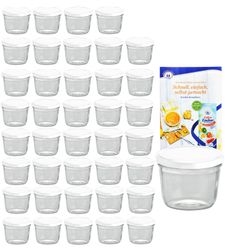 40er-weiss.jpg 40er Set Sturzglas 230 ml mit weißem Deckel inkl. Diamant Gelierzauber Rezeptheft_Bild_1