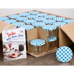 40er Set Sturzglas 230 ml mit blau kariertem Deckel inkl. Diamant Gelierzauber Rezeptheft_Bild_5