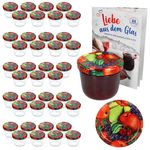40er Set Sturzglas 230 ml mit Obst Dekor Deckel inkl. Diamant Gelierzauber Rezeptheft_Bild_1