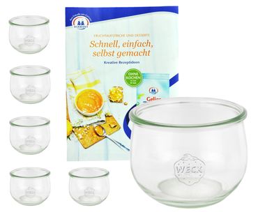 6er Set Weck Gläser 580ml Tulpengläser 1/2L inkl. Gelierzauber Rezeptheft von Diamantzucker_Bild_2