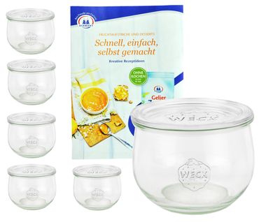 6er Set Weck Gläser 580ml Tulpengläser 1/2L mit 6 Glasdeckeln inkl. Gelierzauber Rezeptheft von Diamantzucker_Bild_3