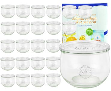24er Set Weck Gläser 580ml Tulpengläser 1/2L mit 24 Glasdeckeln inkl. Gelierzauber Rezeptheft von Diamantzucker_Bild_5